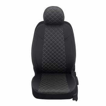 Чехлы сидений (экокожа, 8 мест) Автопилот Ромб Hyundai Staria  US4 (2021-2022) (черный/белая строчка)