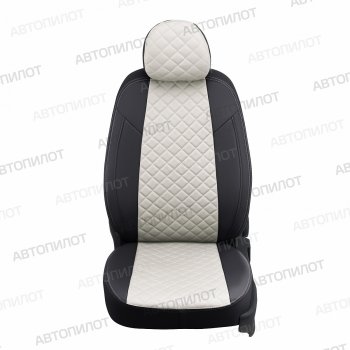 Чехлы сидений (экокожа, 7 мест) Автопилот Ромб Hyundai Trajet (1999-2008) (черный/белый)