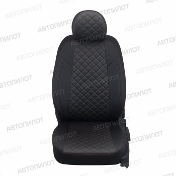 Чехлы сидений (экокожа, 7 мест) Автопилот Ромб Hyundai Trajet (1999-2008) (черный/красная строчка)