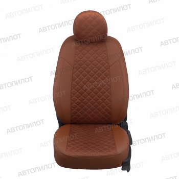 Чехлы сидений (экокожа/алькантара, 8 мест) Автопилот Ромб KIA Carnival  KA4 (2020-2025) минивэн дорестайлинг, минивэн рестайлинг (коричневый)