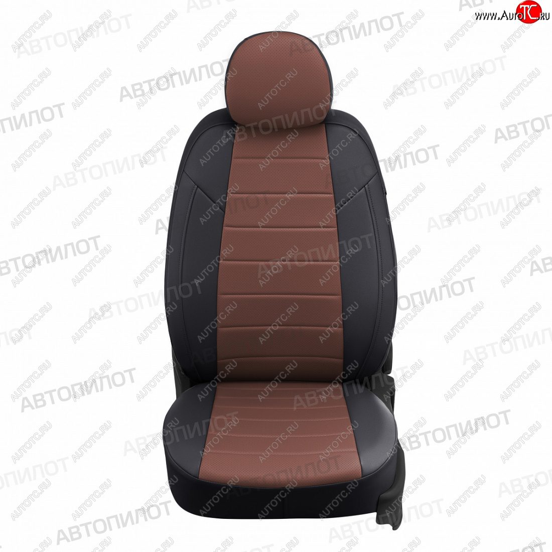 8 249 р. Чехлы сидений (экокожа) Автопилот KIA Cerato 4 BD дорестайлинг седан (2018-2021) (черный/темно-коричневый)  с доставкой в г. Майкоп