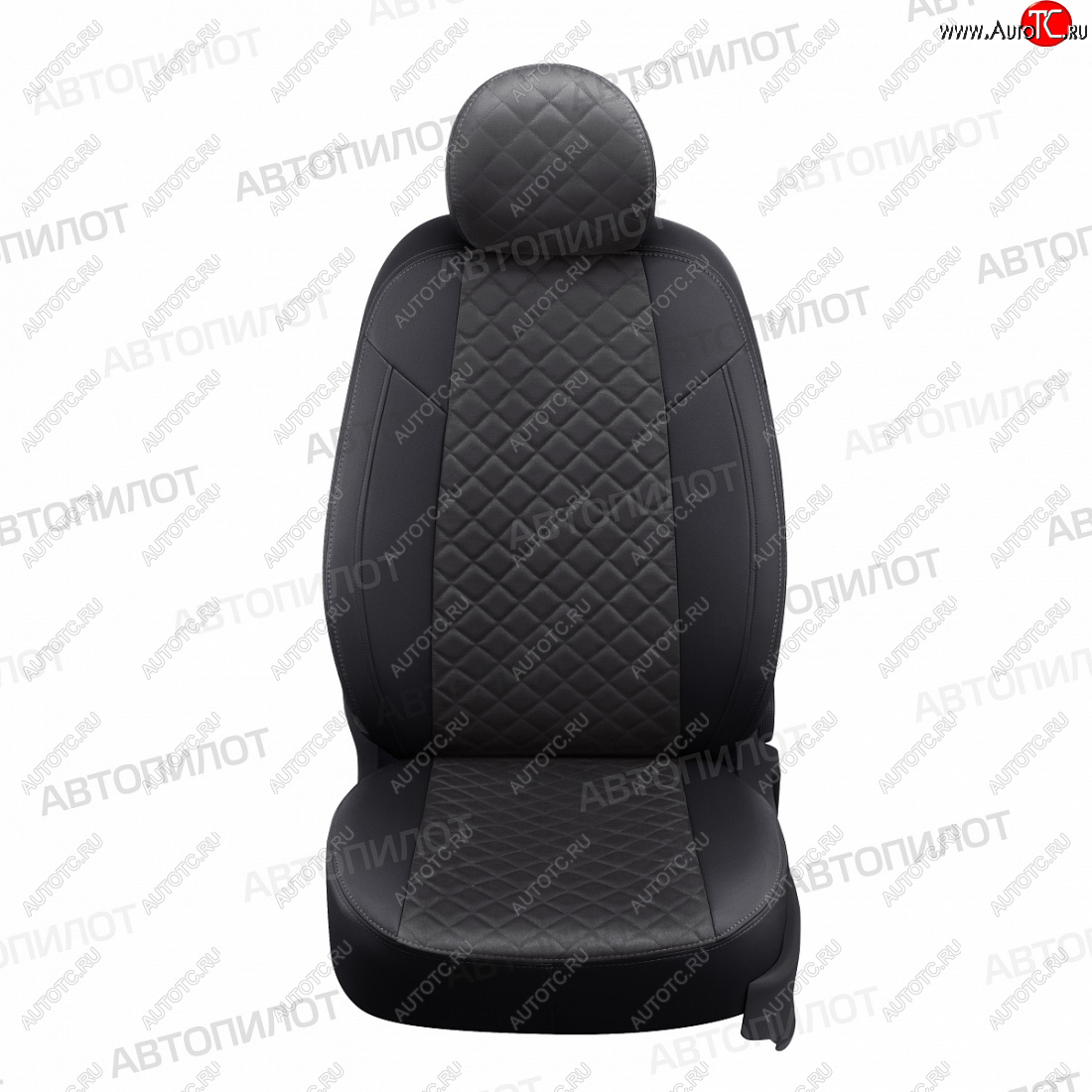 8 749 р. Чехлы сидений (экокожа/алькантара) Автопилот Ромб  KIA Cerato  4 BD (2018-2025) дорестайлинг седан, рестайлинг седан (черный/темно-серый)  с доставкой в г. Майкоп
