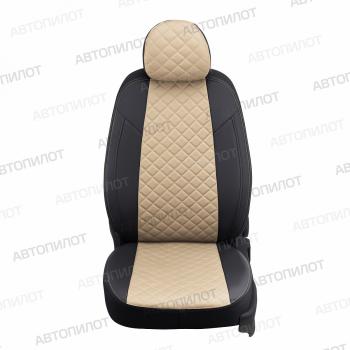 14 249 р. Чехлы на сиденья Ромб (раздельная 40/20/40 экокожа) Автопилот Лада Приора 2170 седан дорестайлинг (2007-2014) (черный/бежевый)  с доставкой в г. Майкоп. Увеличить фотографию 5