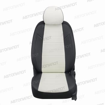 13 849 р.  Чехлы на сиденья Экокожа (раздел. 40/60 экокожа) Автопилот Nissan X-trail 3 T32 дорестайлинг (2013-2018) (черный/белый)  с доставкой в г. Майкоп. Увеличить фотографию 4