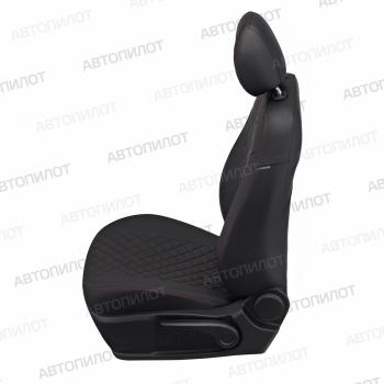 8 499 р. Чехлы на сиденья Ромб (раздельн. 40/60 экокожа) Автопилот Renault Kaptur дорестайлинг (2016-2020) (черный/строчка красная)  с доставкой в г. Майкоп. Увеличить фотографию 3