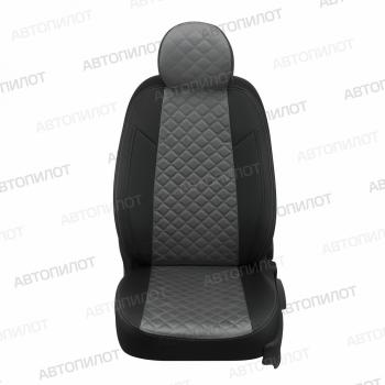 14 449 р. Чехлы на сиденья Алькантара ромб (раздельн. 40/60 экокожа) Автопилот Skoda Fabia Mk2 хэтчбэк дорестайлинг (2007-2010) (черный/серый)  с доставкой в г. Майкоп. Увеличить фотографию 3
