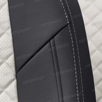 8 749 р. Чехлы на сиденья Ромб (к. Sport Line Comfort Line раздел. 40/60 + вырез под подлокот.+ надкрыльн. экокожа) Автопилот Volkswagen Passat B7 седан (2010-2015) (черный/белый)  с доставкой в г. Майкоп. Увеличить фотографию 6