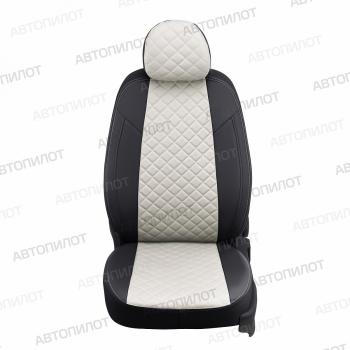 8 499 р. Чехлы на сиденье Ромб (раздел. 40/60 экокожа) Автопилот Volkswagen Polo 5 седан дорестайлинг (2009-2015) (черный/белый)  с доставкой в г. Майкоп. Увеличить фотографию 6