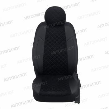 8 499 р. Чехлы на сиденья Алькантара ромб (сплошной экокожа) Автопилот Volkswagen Polo 5 седан дорестайлинг (2009-2015) (черный)  с доставкой в г. Майкоп. Увеличить фотографию 3