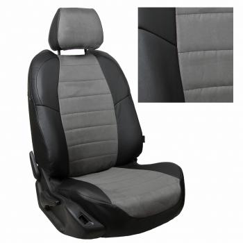 4 999 р. Чехлы на сиденья Алькантара (3 места экокожа) Автопилот Volkswagen Caravelle T5 дорестайлинг (2002-2009) (черный/серый)  с доставкой в г. Майкоп. Увеличить фотографию 2