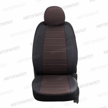 13 199 р. Чехлы на сиденья Экокожа (8 мест сплош. экокожа) Автопилот Volkswagen Caravelle T6 дорестайлинг (2015-2019) (черный/шоколад)  с доставкой в г. Майкоп. Увеличить фотографию 3