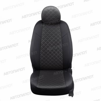 13 549 р.  Чехлы на сиденья Алькантара ромб (8 мест сплош. экокожа) Автопилот Volkswagen Caravelle T6 дорестайлинг (2015-2019) (черный/темно-серый)  с доставкой в г. Майкоп. Увеличить фотографию 3