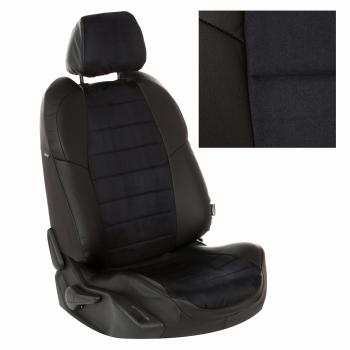 13 849 р. Чехлы на сиденья Алькантара (3 отд. части экокожа) Автопилот Volkswagen Touran 1T дорестайлинг минивэн (2003-2006) (черный)  с доставкой в г. Майкоп. Увеличить фотографию 2
