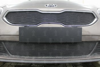 2 999 р. Защитная сетка в бампер (низ, ячейка 3х7 мм) Alfeco Стандарт KIA Ceed 3 CD хэтчбэк (2018-2025) (Чёрная)  с доставкой в г. Майкоп. Увеличить фотографию 2