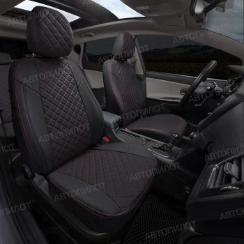 8 749 р. Чехлы сидений Ромб (5 мест Экокожа) Автопилот   Chery Tiggo 8 PRO (2021-2025) (черный/красная строчка)  с доставкой в г. Майкоп. Увеличить фотографию 6