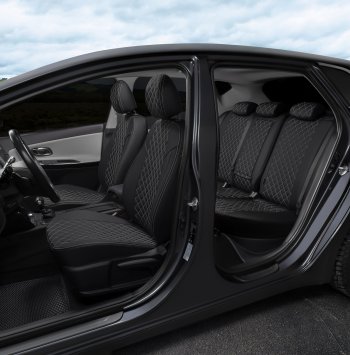 14 449 р. Чехлы сидений Ромб (5 мест экокожа) Автопилот  Chery Tiggo 8 PRO (2021-2025) (черный/белая строчка)  с доставкой в г. Майкоп. Увеличить фотографию 5