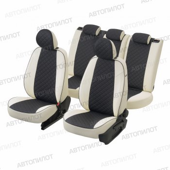 14 449 р. Чехлы сидений Ромб (5 мест экокожа) Автопилот   Chery Tiggo 8 PRO (2021-2025) (белый/черный)  с доставкой в г. Майкоп. Увеличить фотографию 5