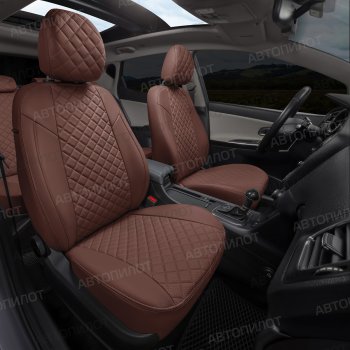 14 249 р. Чехлы сидений (экокожа) Автопилот Ромб Nissan Micra K12 5 дв. дорестайлинг (2002-2005) (темно-коричневый)  с доставкой в г. Майкоп. Увеличить фотографию 6