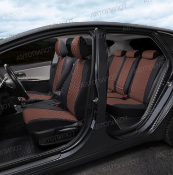 14 249 р. Чехлы сидений (экокожа, 40/60) Автопилот Ромб Volkswagen Polo 9N1 хэтчбэк 5 дв. дорестайлинг (2001-2005) (черный/темно-коричневый)  с доставкой в г. Майкоп. Увеличить фотографию 6