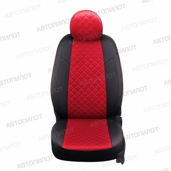 Чехлы сидений (экокожа/алькантара, 40/60) Автопилот Ромб Volkswagen Polo  9N1 (2001-2009) хэтчбэк 5 дв. дорестайлинг, рестайлинг, хэтчбэк 5 дв. (черный/красный)