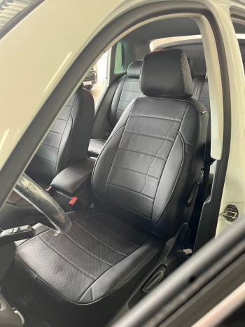 5 999 р. Чехлы на сиденье Экокожа (со столиками экокожа) Seintex Volkswagen Tiguan NF рестайлинг (2011-2017) (черный)  с доставкой в г. Майкоп. Увеличить фотографию 3