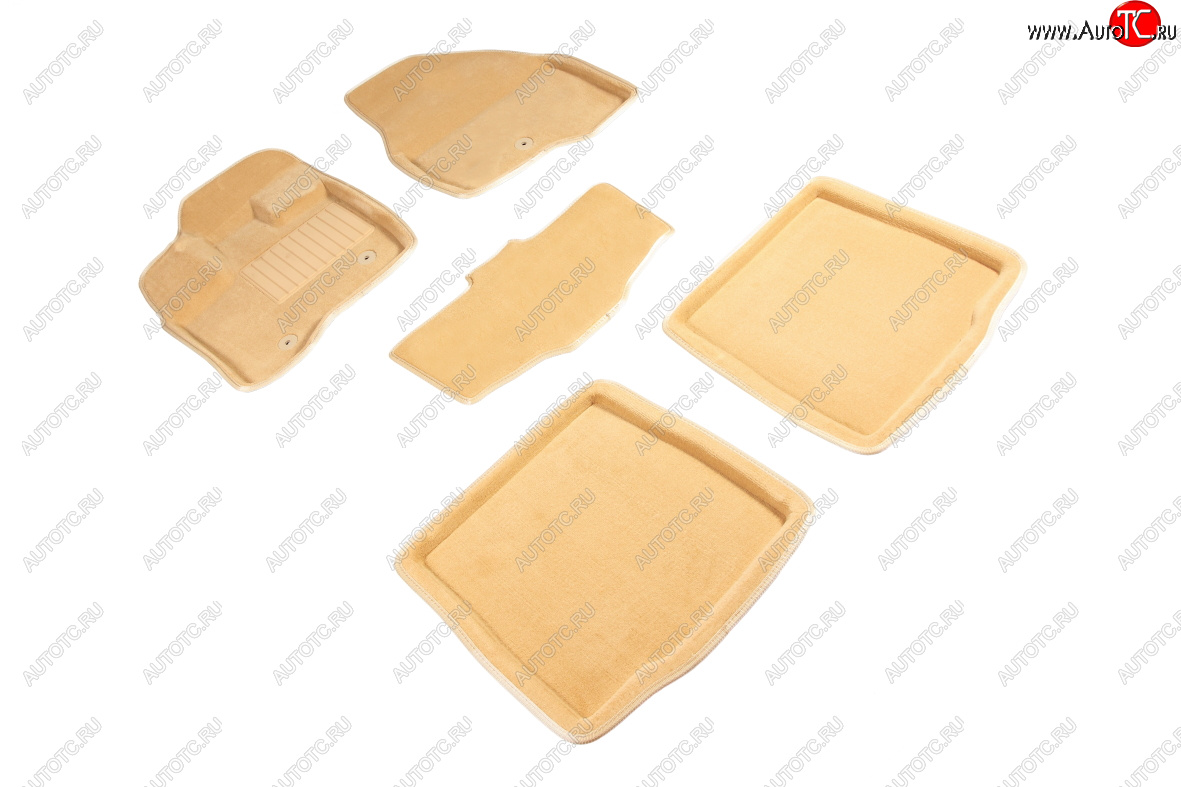 7 649 р. Комплект ковриков салона (ворсовые, 3D) SEINTEX  Ford Explorer  U502 (2015-2018) 1-ый рестайлинг, 5 дв. (Бежевый)  с доставкой в г. Майкоп