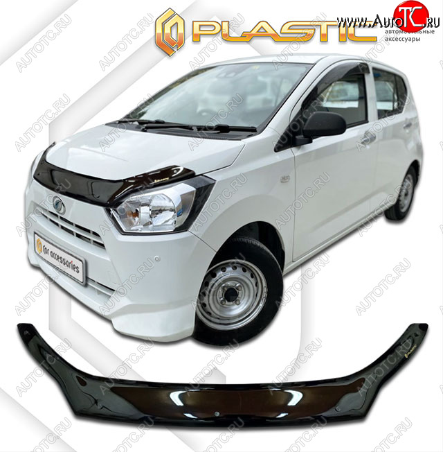 1 999 р. Дефлектор капота CA-Plastic Daihatsu Mira e:S LA350S,LA360S (2017-2025) (classic черный, без надписи)  с доставкой в г. Майкоп
