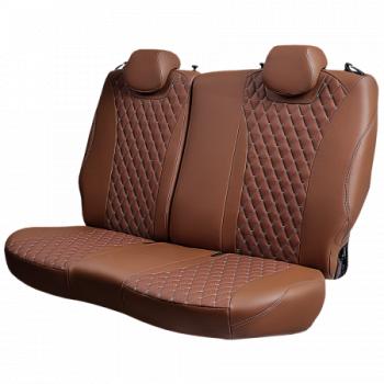 12 499 р. Комплект чехлов для сидений (ЦЗС 2П Орегон) БАЙРОН ст БАЙРОН Lord Autofashion  Hyundai Solaris  HCR (2017-2022) седан дорестайлинг, седан рестайлинг (темно-коричневый, вставка темно-коричневая, строчка бежевая)  с доставкой в г. Майкоп. Увеличить фотографию 4