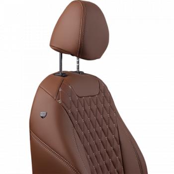 12 499 р. Комплект чехлов для сидений (ЦЗС 2П Орегон) БАЙРОН ст БАЙРОН Lord Autofashion  Hyundai Solaris  HCR (2017-2022) седан дорестайлинг, седан рестайлинг (темно-коричневый, вставка темно-коричневая, строчка бежевая)  с доставкой в г. Майкоп. Увеличить фотографию 6