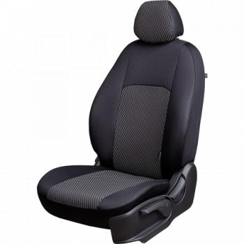 Комплект чехлов для сидений (без стола РЗС 60/40 3Г Жаккард) Дублин Lord Autofashion Nissan Note  1 (2004-2013) E11 дорестайлинг, E11 рестайлинг (черный, вставка Прямоугольник черная)