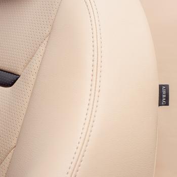 7 999 р. Комплект чехлов для сидений (РЗС 60/40+подлок. 3Г Орегон) ТУРИН-2 Lord Autofashion  Nissan Qashqai  2 (2013-2022) J11 дорестайлинг, J11 рестайлинг (бежевый, вставка бежевая+черная, строчка бежевая)  с доставкой в г. Майкоп. Увеличить фотографию 4