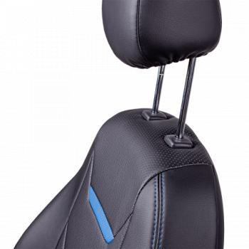 7 999 р. Комплект чехлов для сидений (РЗС 60/40+подлок. 3Г Орегон) ТУРИН-2 Lord Autofashion  Nissan Qashqai  2 (2013-2022) J11 дорестайлинг, J11 рестайлинг (черный, вставка черная+синяя, строчка синяя)  с доставкой в г. Майкоп. Увеличить фотографию 8
