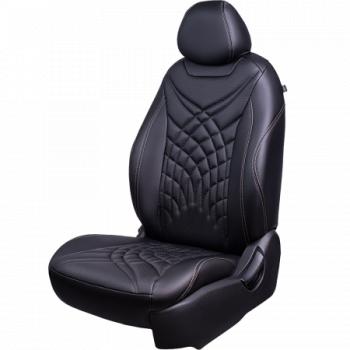 Комплект чехлов для сидений (к.Active ЦЗС 3Г Орегон) БАЙРОН ст ЖУК Lord Autofashion Skoda Rapid ( NH3,  NH1) (2012-2020) дорестайлинг лифтбэк, хэтчбэк дорестайлинг, хэтчбэк рестайлинг, рестайлинг лифтбэк (черный, вставка черная, строчка бежевая)