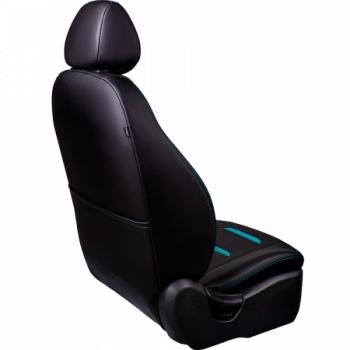 7 999 р. Комплект чехлов для сидений (ЦЗС 2П+1Г Орегон) ТУРИН-2 Lord Autofashion  Volkswagen Polo  5 (2009-2020) седан дорестайлинг, седан рестайлинг (черный, вставка черная+бирюза, строчка бирюза)  с доставкой в г. Майкоп. Увеличить фотографию 4