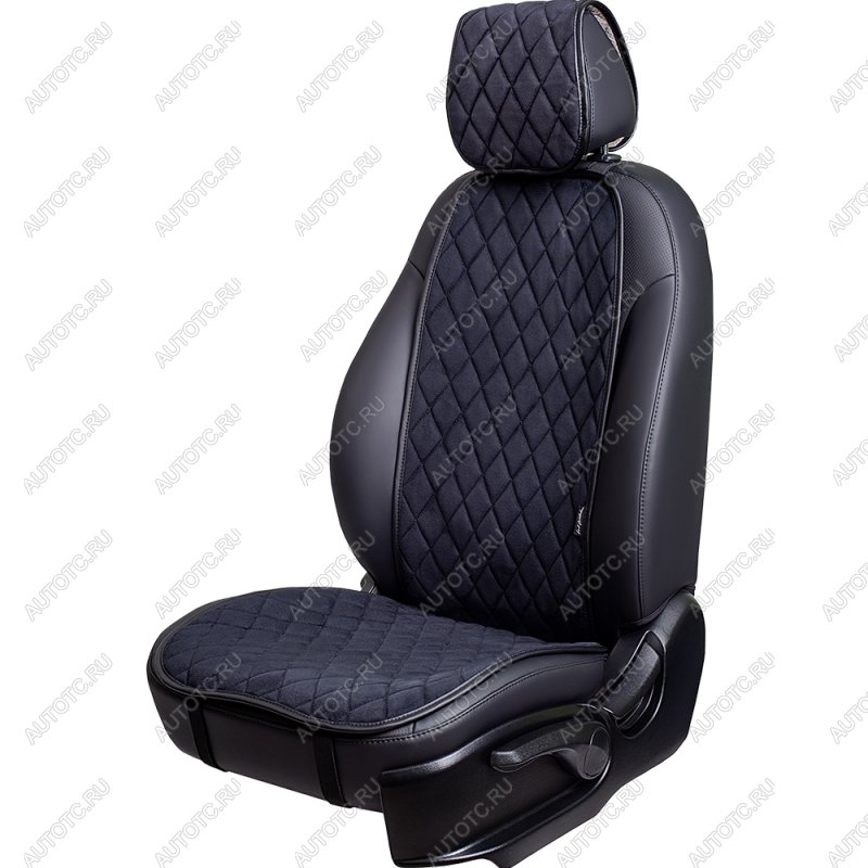 1 259 р. Накидка на сиденье (1 место Софа) МОНРО ст РОМБ Lord Autofashion   (черный, строчка черная)  с доставкой в г. Майкоп