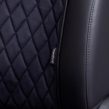 1 259 р. Накидка на сиденье (1 место Софа) МОНРО ст РОМБ Lord Autofashion   (черный, строчка черная)  с доставкой в г. Майкоп. Увеличить фотографию 4