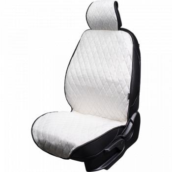 3 399 р. Накидка на сиденье (2 места Мех НЕРПА + ОРЕГОН) ФЕНИКС ст РОМБ Lord Autofashion   (черный, вставка белая, строчка белая)  с доставкой в г. Майкоп. Увеличить фотографию 3