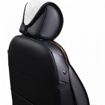 3 399 р. Накидка на сиденье (2 места Мех НЕРПА + ОРЕГОН) ФЕНИКС ст РОМБ Lord Autofashion   (черный, вставка белая, строчка белая)  с доставкой в г. Майкоп. Увеличить фотографию 4