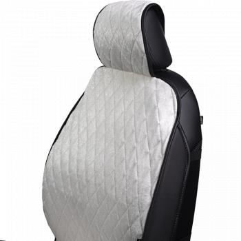 3 399 р. Накидка на сиденье (2 места Мех НЕРПА + ОРЕГОН) ФЕНИКС ст РОМБ Lord Autofashion   (черный, вставка белая, строчка белая)  с доставкой в г. Майкоп. Увеличить фотографию 5