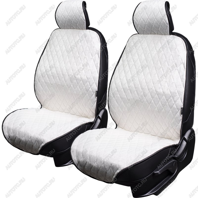 3 399 р. Накидка на сиденье (2 места Мех НЕРПА + ОРЕГОН) ФЕНИКС ст РОМБ Lord Autofashion   (черный, вставка белая, строчка белая)  с доставкой в г. Майкоп