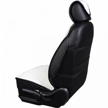 3 399 р. Накидка на сиденье (2 места Мех НЕРПА + ОРЕГОН) ФЕНИКС ст РОМБ Lord Autofashion   (черный, вставка белая, строчка белая)  с доставкой в г. Майкоп. Увеличить фотографию 2