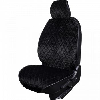 3 399 р. Накидка на сиденье (2 места Мех НЕРПА + ОРЕГОН) ФЕНИКС ст РОМБ Lord Autofashion   (черный, вставка черная, строчка черная)  с доставкой в г. Майкоп. Увеличить фотографию 3