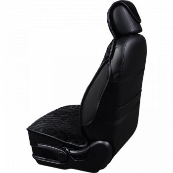 3 399 р. Накидка на сиденье (2 места Мех НЕРПА + ОРЕГОН) ФЕНИКС ст РОМБ Lord Autofashion   (черный, вставка черная, строчка черная)  с доставкой в г. Майкоп. Увеличить фотографию 4