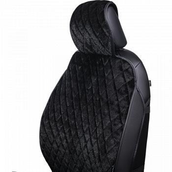 3 399 р. Накидка на сиденье (2 места Мех НЕРПА + ОРЕГОН) ФЕНИКС ст РОМБ Lord Autofashion   (черный, вставка черная, строчка черная)  с доставкой в г. Майкоп. Увеличить фотографию 6
