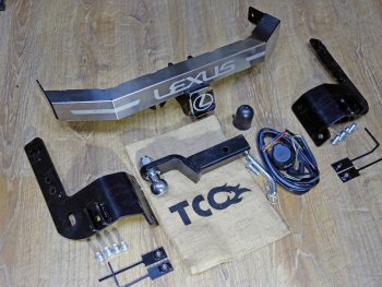 Фаркоп (тягово-сцепное устройство) кроме F-Sport TCC Тюнинг Lexus LX450d  J200 - LX570  J200 (оцинкованный, шар E нержавейка, надпись Lexus)