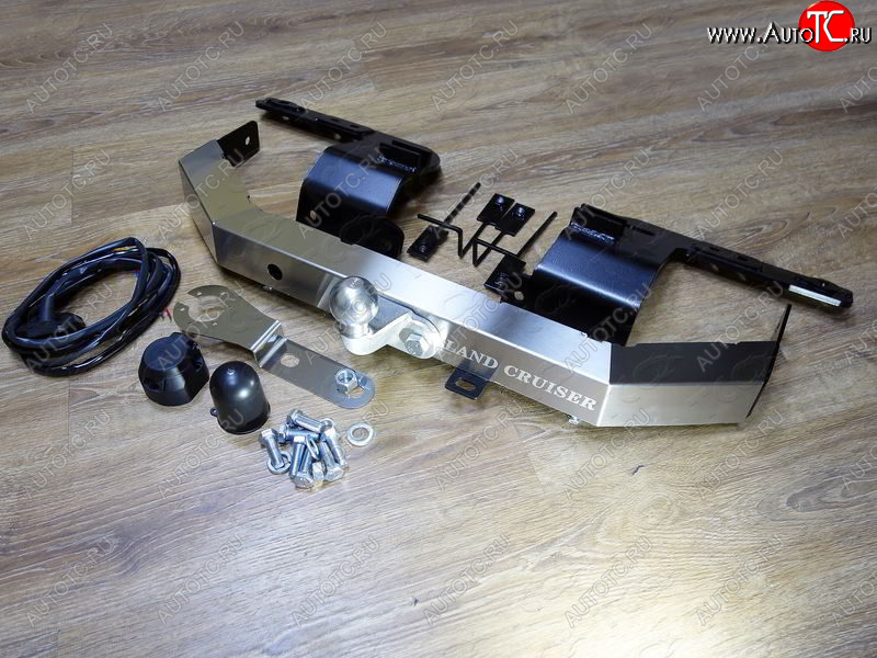 16 449 р. Фаркоп (тягово-сцепное устройство) (кроме EXECUTIVE) TCC Тюнинг Toyota Land Cruiser 200 2-ой рестайлинг (2015-2021) (оцинкованный, шар F, надпись Land Cruiser)  с доставкой в г. Майкоп