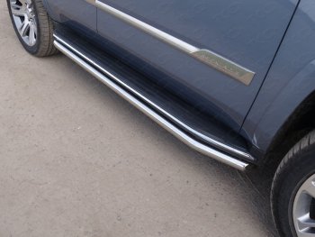 Защита порогов алюминий 60,3 мм, ТСС Тюнинг Cadillac Escalade  GMTK2 джип 5 дв. (2015-2020) короткая база