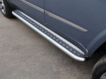 Пороги с площадкой 60,3 мм ТСС Тюнинг Cadillac Escalade GMTK2 джип 5 дв. короткая база (2015-2020) (серые)