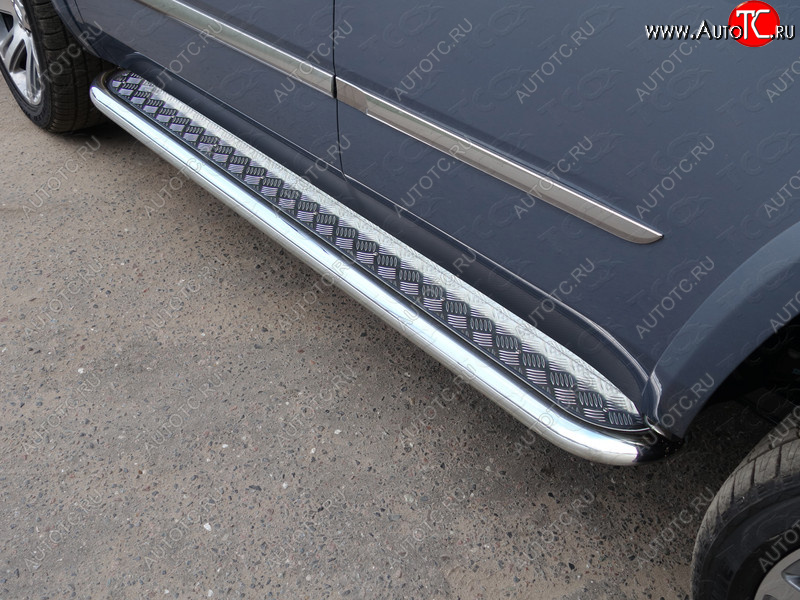 36 999 р. Пороги с площадкой 60,3 мм ТСС Тюнинг Cadillac Escalade GMTK2 джип 5 дв. короткая база (2015-2020) (серые)  с доставкой в г. Майкоп