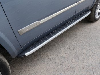 Пороги алюминиевые с пластиковой накладкой R-Line ТСС Тюнинг Cadillac Escalade  GMTK2 джип 5 дв. (2015-2020) короткая база (серые)